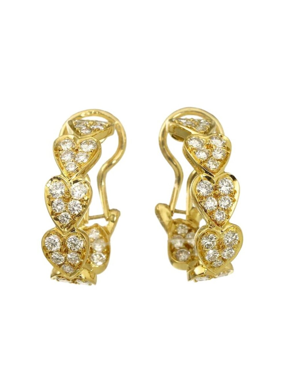 Cartier Heart with Diamond Earrings 18k Yellow Gold 750 Clip